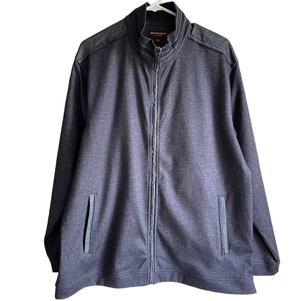 Johnston & Murphy Jacket Mens XL XC4® Performance Knit Full-Zip Navy Denim
